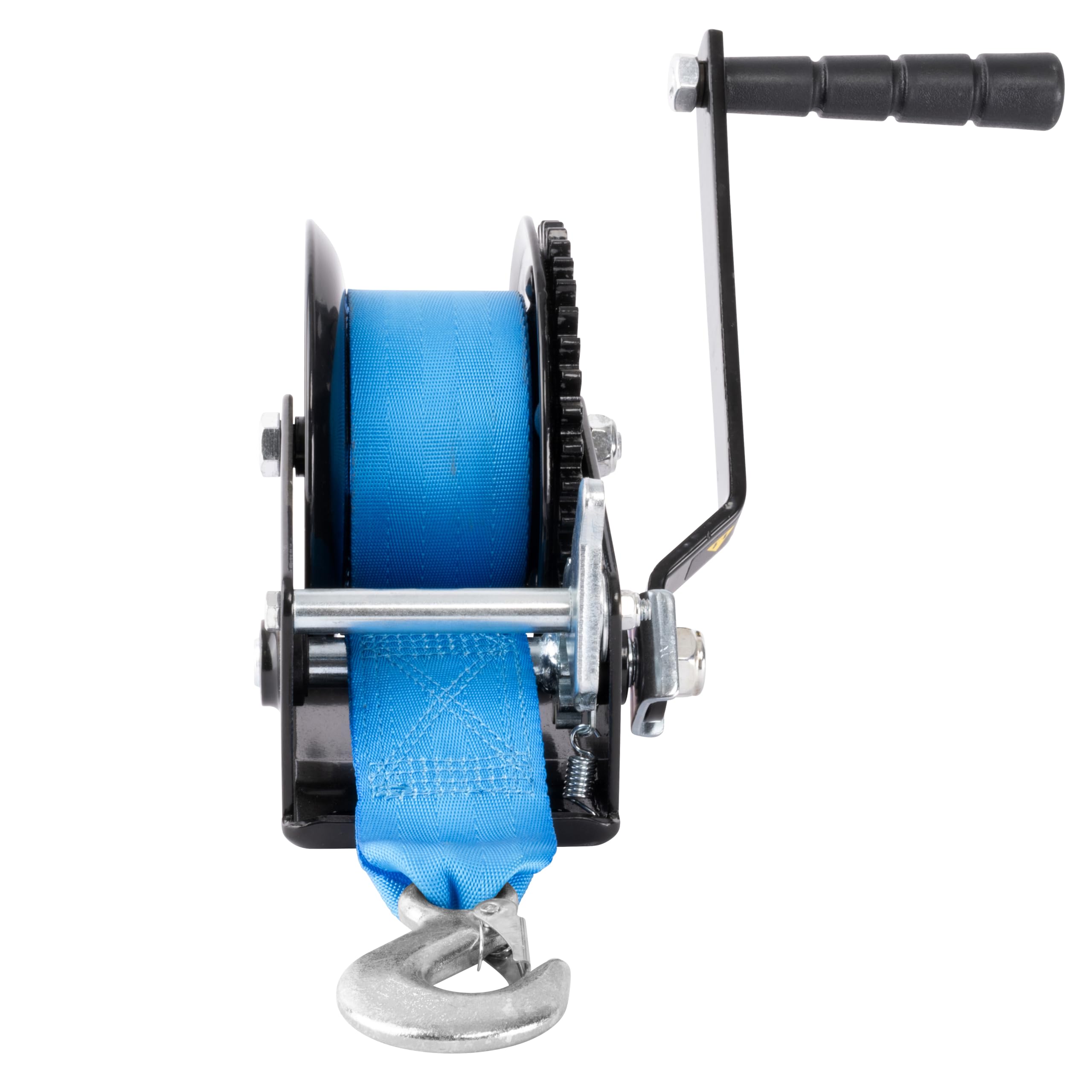Güde Treuil de sangle GGHW 540/8 (force de traction maximale 540 kg, longueur de sangle 8 m, largeur de sangle 5 cm, crochet de charge avec ouverture goutte, levier de verrouillage, manivelle avec