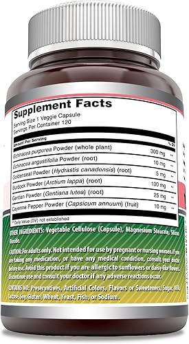 Miniatura 8 de Amazing Formulas Equinácea con suplemento de sello dorado, 450 mg, 250 cápsulas vegetarianas, sin OMG, sin gluten, fabricado en Estados Unidos