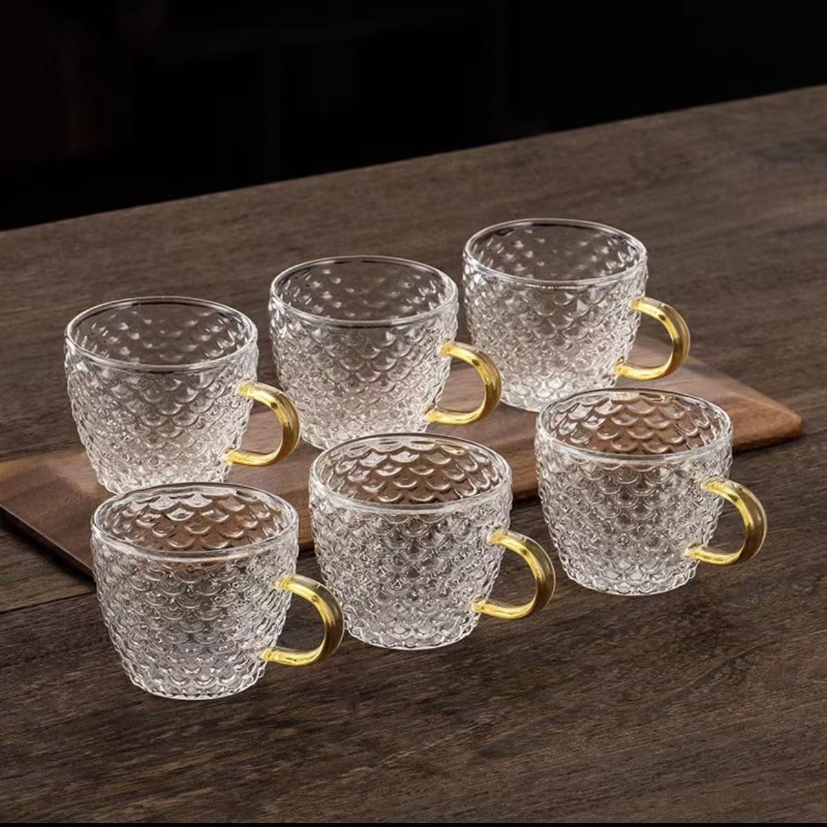 Taza de café de Cristal Vasos Tazas de café/té 6 Piezas 150 ml Taza de té pequeña Engrosada Taza de Vidrio para Beber Juego de té de Kung fu Transparente y,