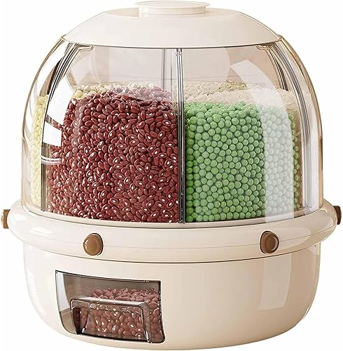 Dispensador giratorio de alimentos secos para encimera, dispensador de 6 rejillas para lentejas, arroz, frijoles, contenedor de almacenamiento de