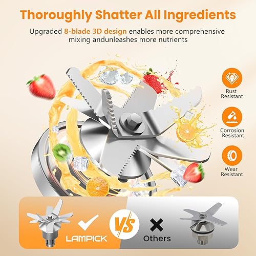 Vista 9 de Licuadoras para cocina, licuadora de encimera de alta velocidad de grado profesional de 2000 W con jarra de 68 onzas y taza para llevar de 27 onzas