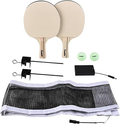 Franklin Sports LED Table Tennis Net and Glowing Paddles and Balls Oval, Black, One Size