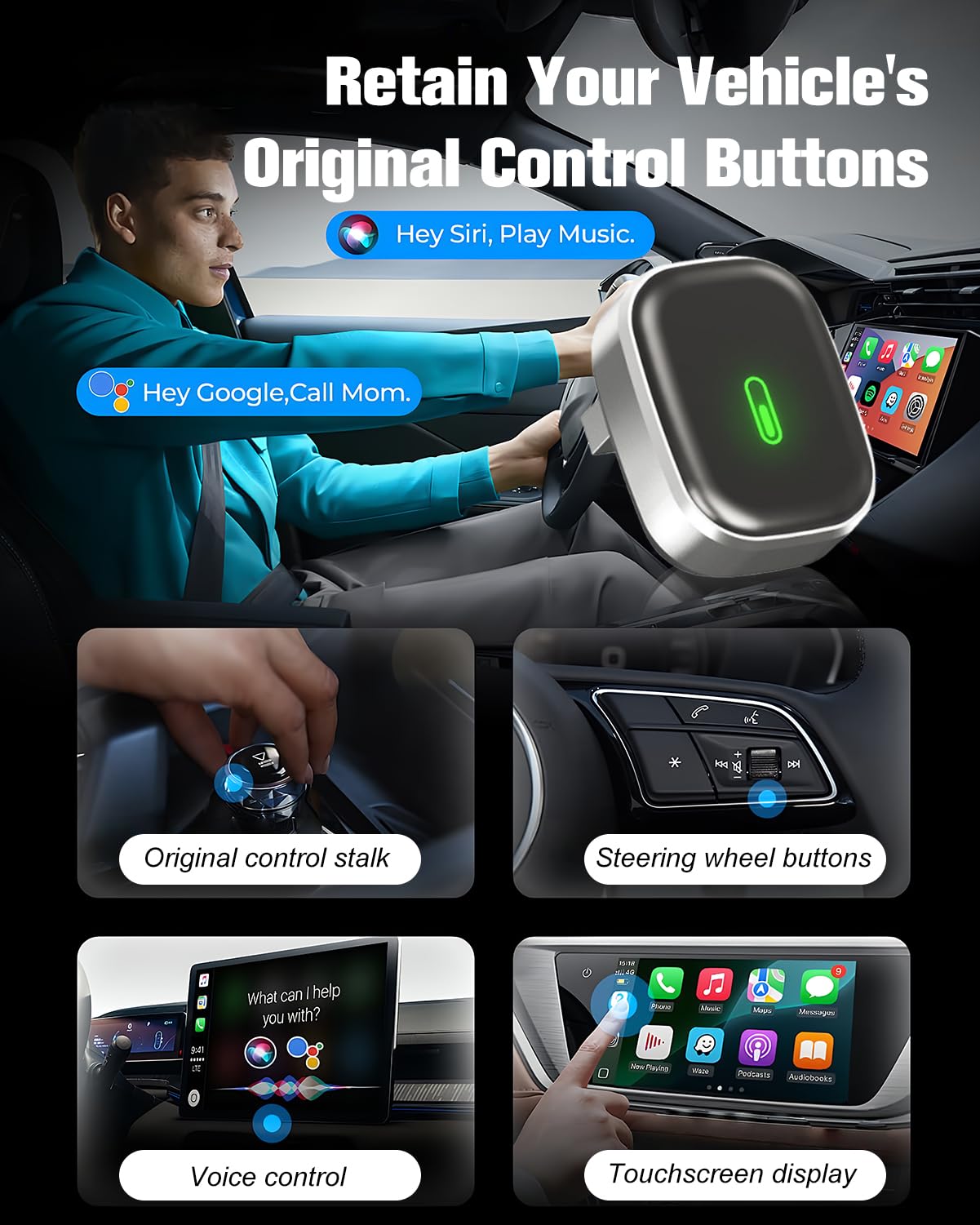 Swiftctrl Adaptateur de voiture sans fil Carplay & Android - Dongle USB