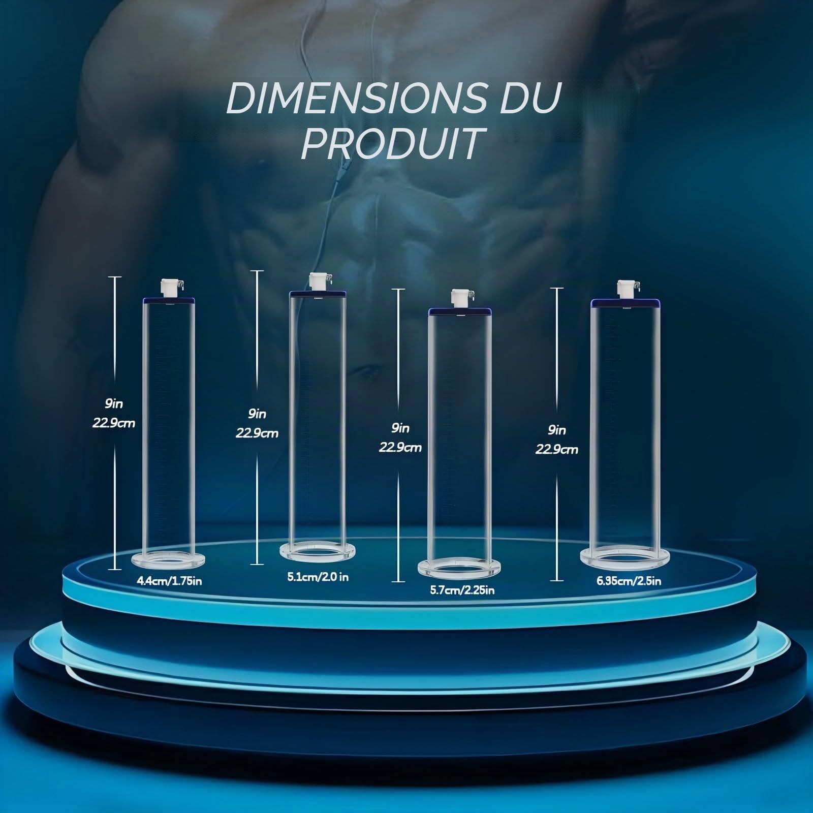 Pompes à Pénis Extenseur de Pénis Masculin Pompe a Penis manuelle avec 6 Anneaux Pompe Penis avec Manomètre et Cadran Pompe à Vide pour Pénis avec Poignée en Métal Pour Agrandir son Pénis (5.1cm)