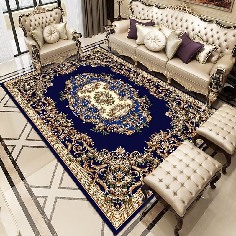 Tapis bleu pâle géométrique 60x90cm lavable pour sol de chambre