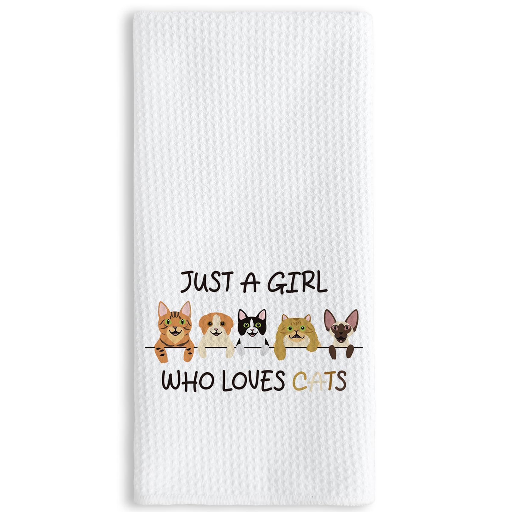 TNUW Just a Girl Who Loves Cats Kitchen Hand Towels 16x24In, Girly Cat Hand Towels for Girls Kitchen Bathroom Decor