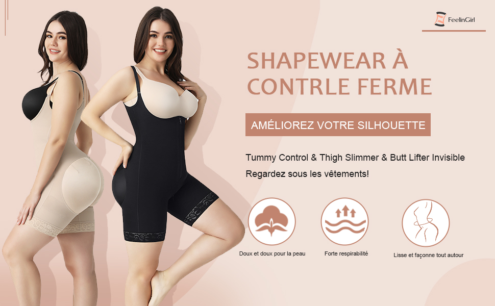 Body Gainant Femme Invisible - Ventre Plat, Sculptant, Sans Coutures - Pour Robe, Jean, Occasion Quotidienne - Taille Ajustable