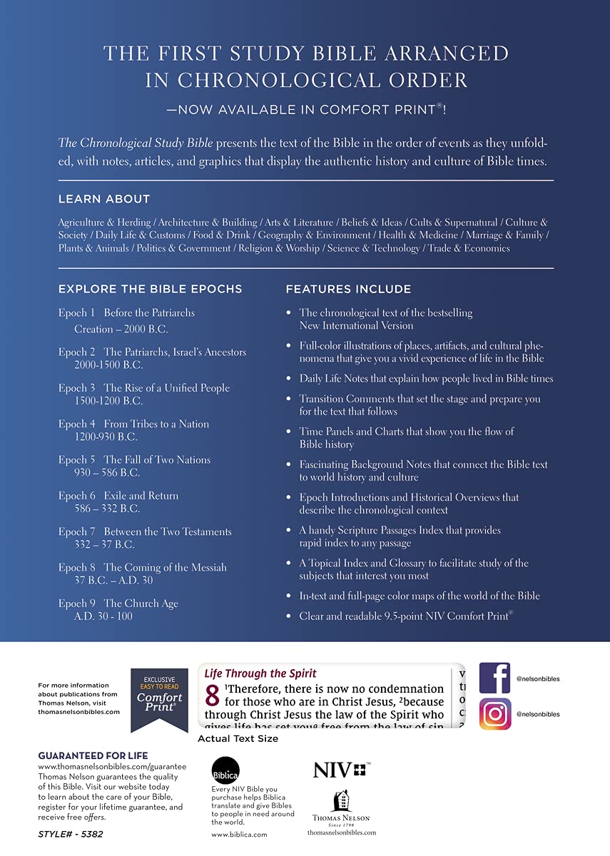 NIV, Chronological Study Bible, Hardcover, Comfort Print: Holy Bible, New International Version