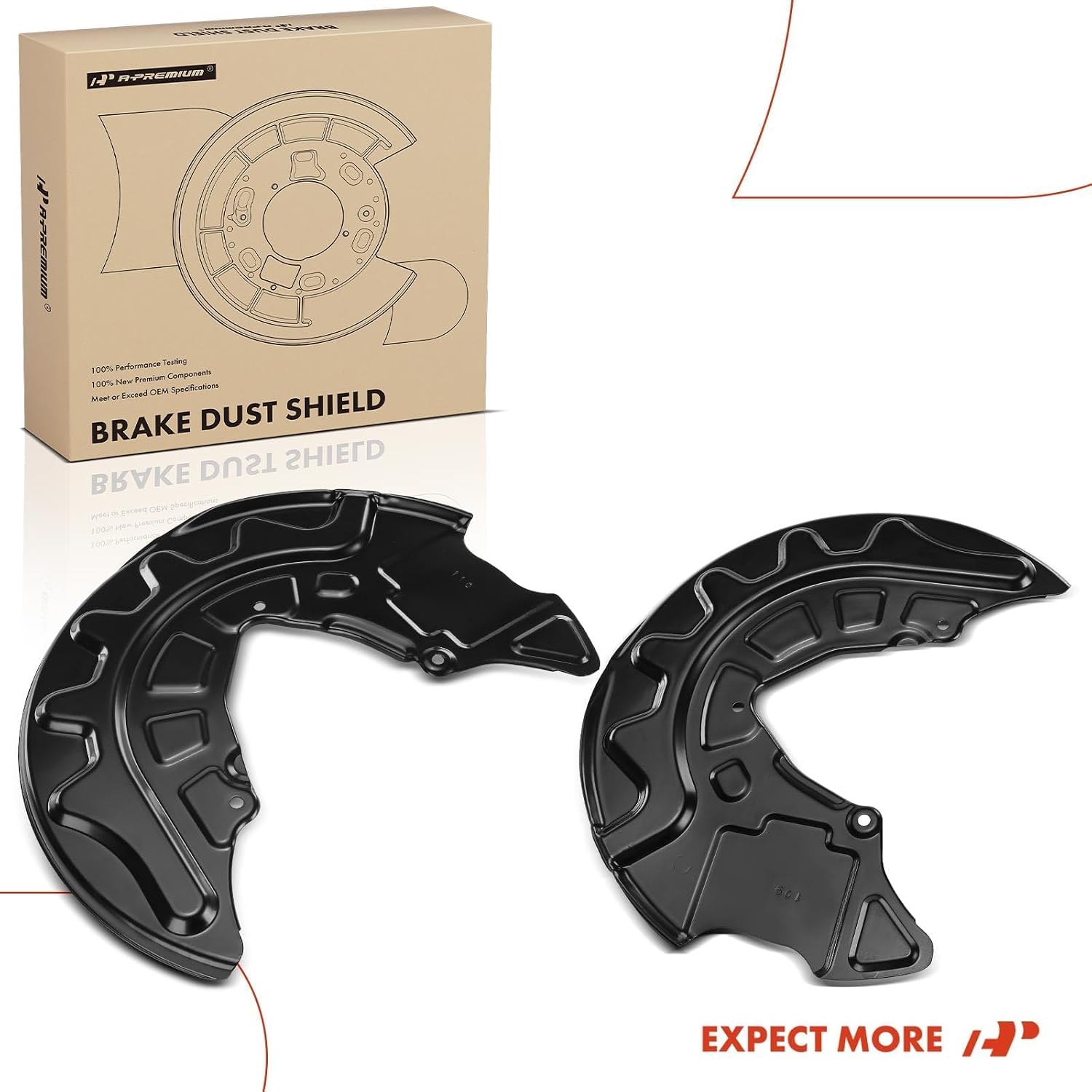 A-Premium Front Side Brake Dust Shield Compatible with Select Volkswagen and Audi Models - Jetta, Golf, Golf Alltrack, Golf R, Golf SportWagen, Tiguan, Tiguan Limited, A3, A3 Quattro, Q3, 2-PC Set