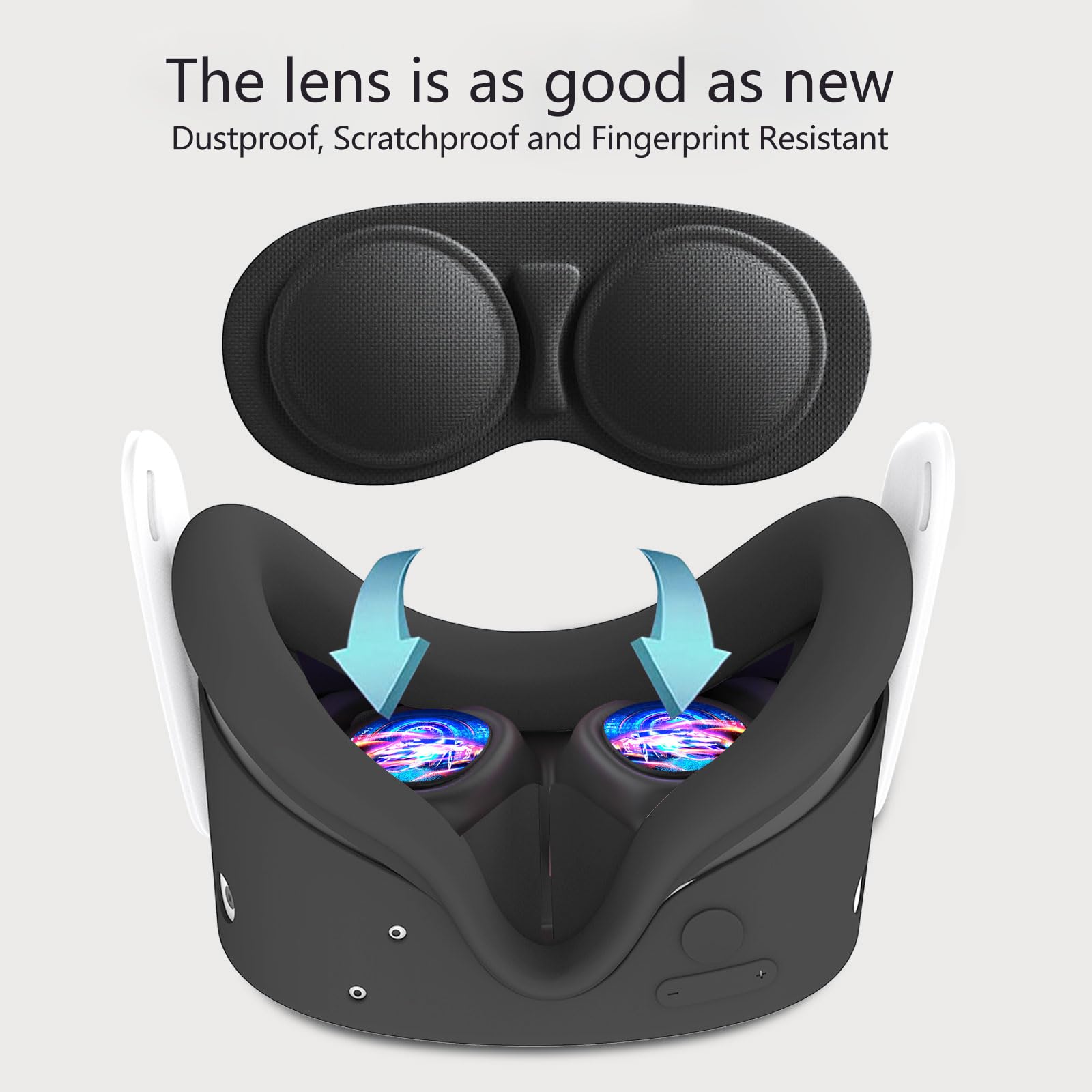 Set di cover in silicone per Meta/Oculus Quest 3s, include custodia per VR, copertura per interfaccia facciale, apertura batteria aggiornata, copertura per presa del controller