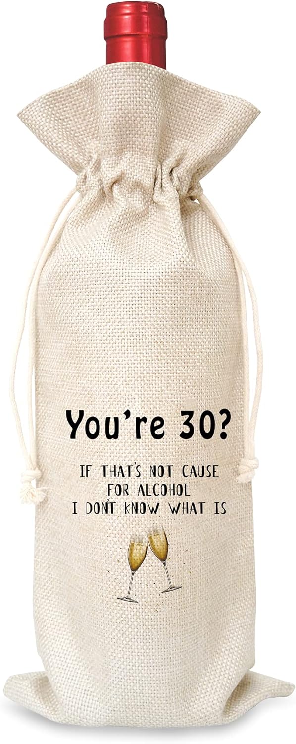30th Birthday Gift Wine Bag（1 Pc）,30th Birthday Decorations for Women, Men, Sister, Friends-J20 : Grocery & Gourmet Food