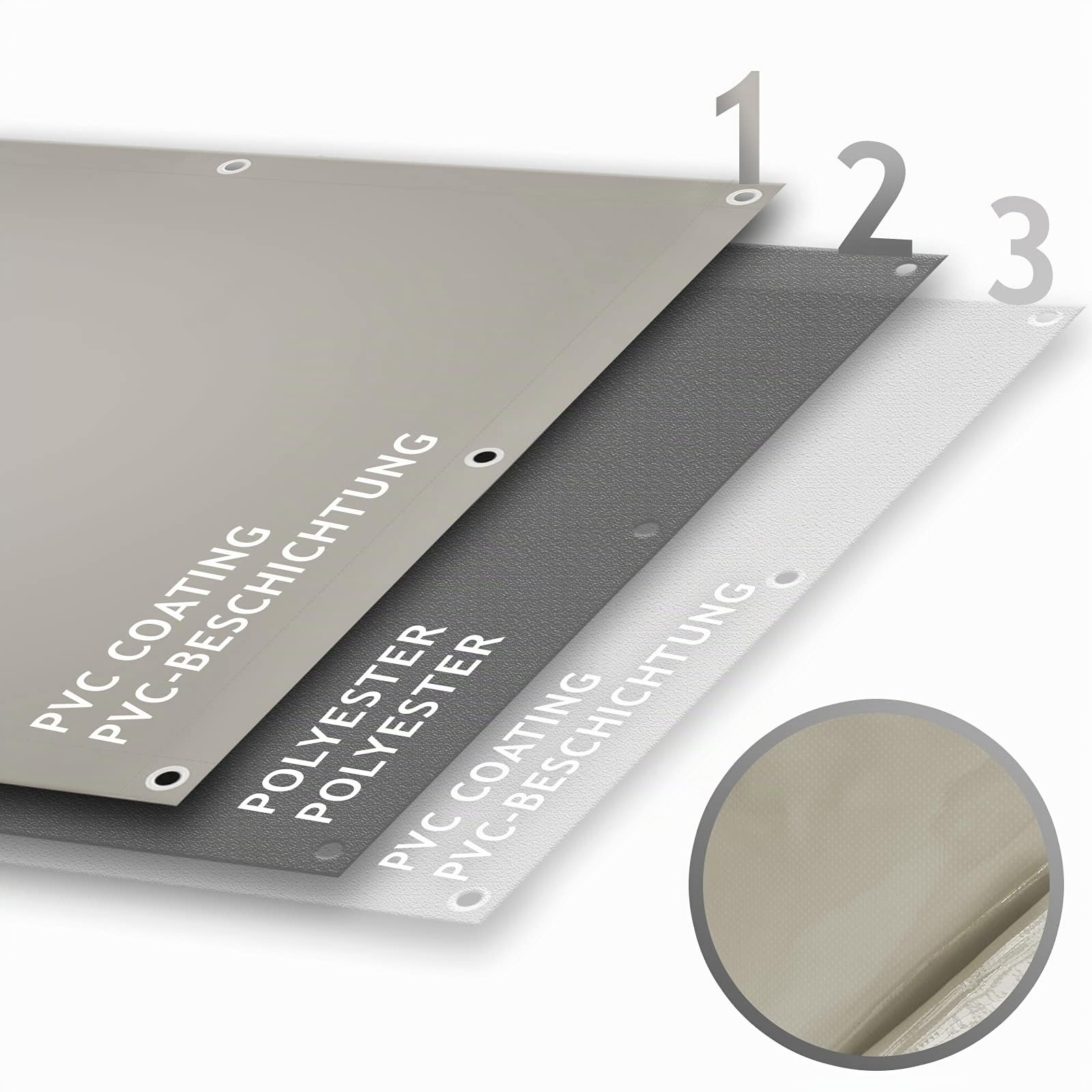 Jago® Telo Impermeabile - 2x3m, PVC 650 g/m², Impermeabile, Antipioggia, con Occhielli, Grigio - Telo Copritutto Occhiellato, Copertura, Telone Protettivo da Esterno, Legna, Campeggio