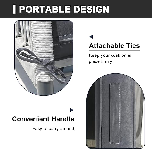 Miniatura 3 de Jadoxy Cojines de asiento profundo para sillas de exterior, impermeables, para respaldo y asiento profundo para muebles de jardín y patio (negro y