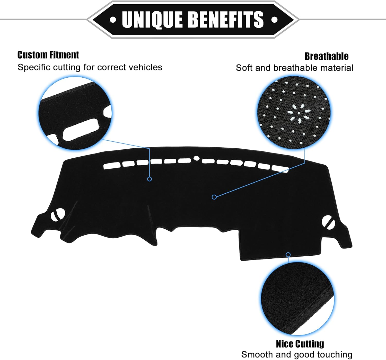 Car Dashboard Cover Mat Compatible for Kia Sportage 2011-2015, Protective Polyester Black Center Console Interior Trim Dash Board Mat