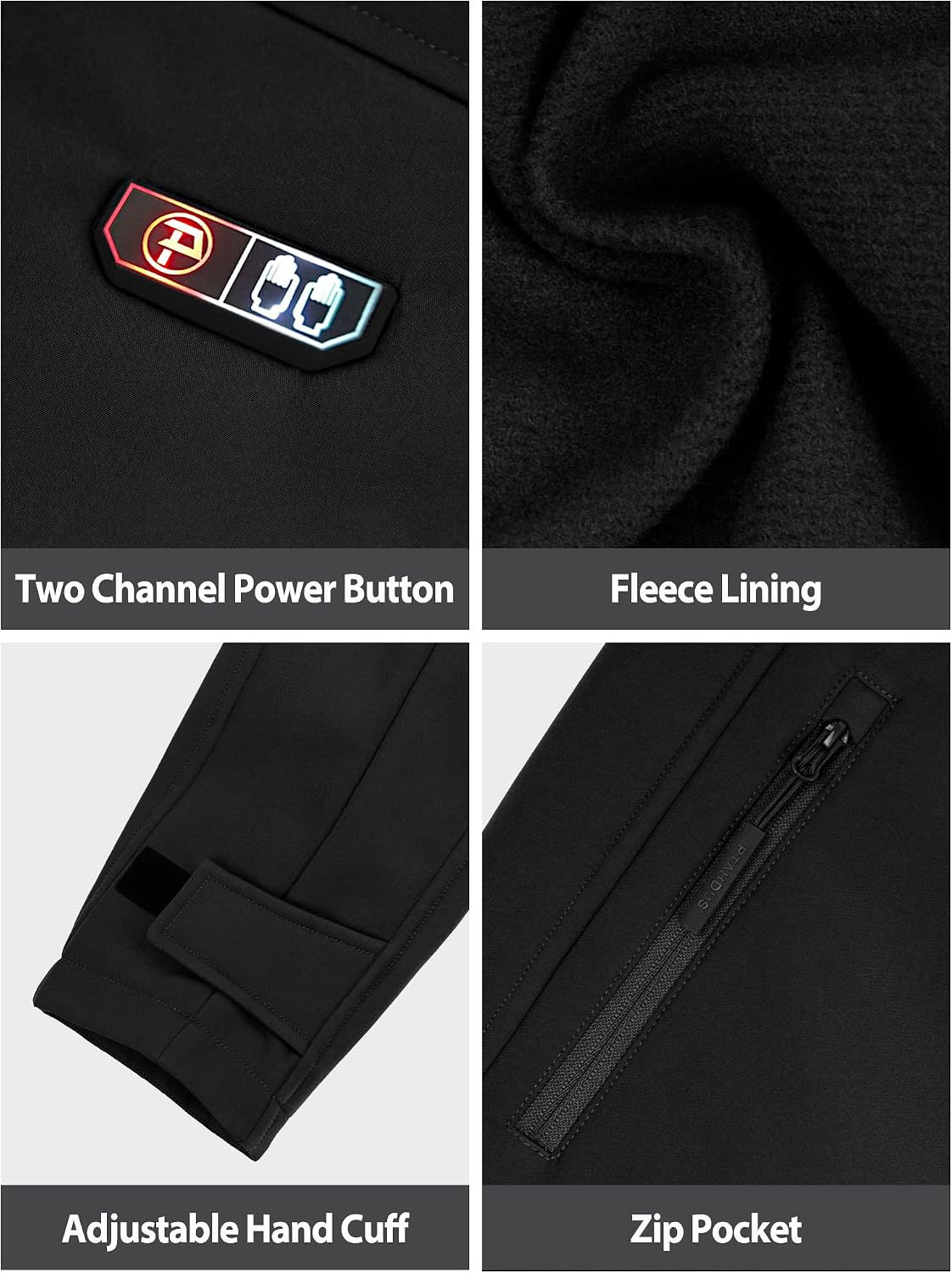 PTAHDUS Women’s Heated Jacket with Battery Pack 7.4V, with Hand Warmer Pocket