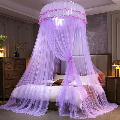 Miniatura 9 de Kertnic Toldo de cama con mosquitera para niñas, toldo de princesa, cortina de cama de malla fina transparente, toldos de cama para niños y adultos,