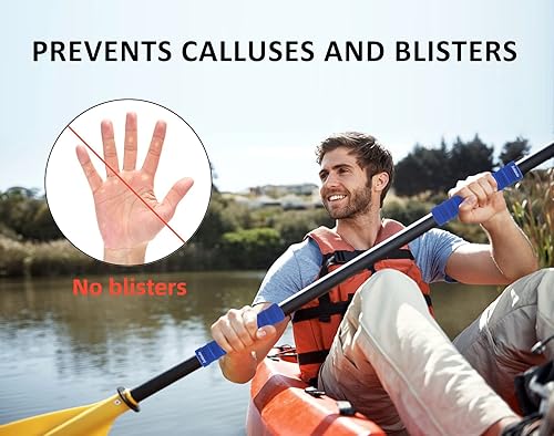 Vista 2 de Empuñaduras para remo de kayak, accesorios de kayak, agarres antideslizantes para remos de kayak, agarre de silicona para prevención de ampollas