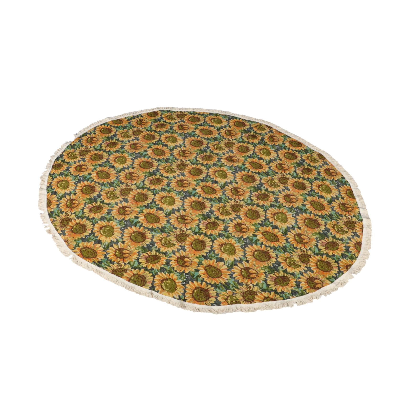 Nappe ronde tournesol Cabilock en tissu jaune pour décoration de table de fête
