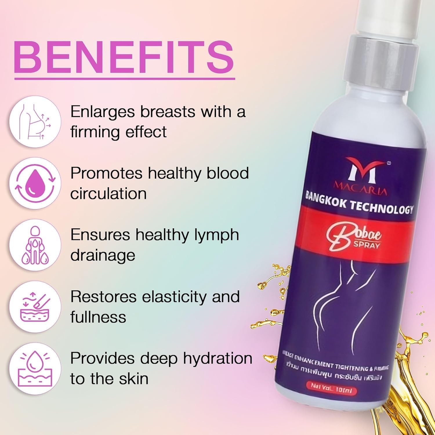 MACARIA Bobae Breast Enhancement Spray – Breast Lifter – Larger, Firmer, and Fuller Breasts - All-Natural Fast Growth tightening Breast Enlargement Spray