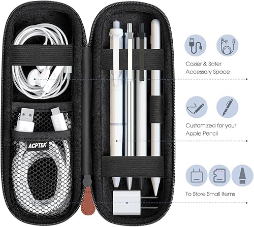 Miniatura 4 de AGPTEK Estuche Portador de Lápices Compatible con Apple Pencil, Stylus iPad Pro Pen, Lápiz, Samsung, Huawei, Accesorios para Apple Pen, Cable USB,