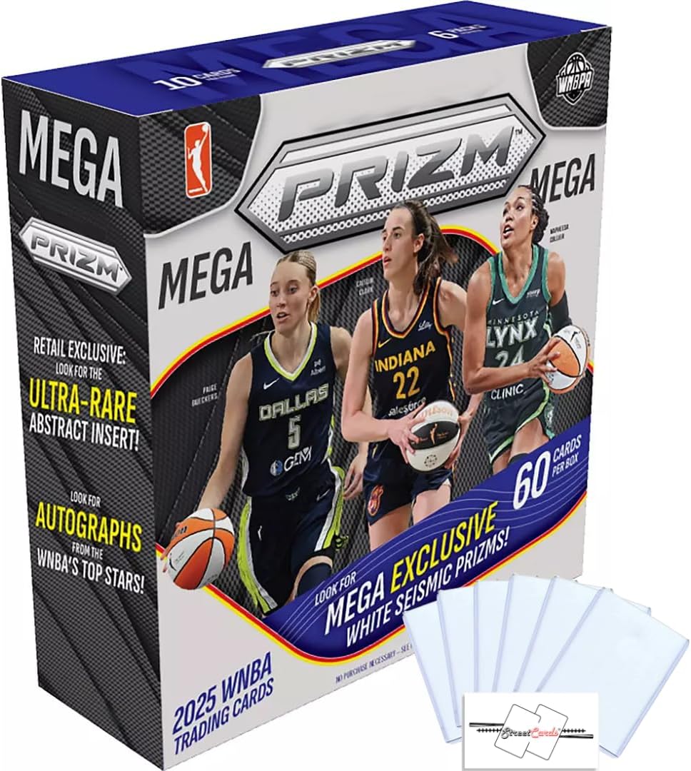 2025 Prizm Women's Basketball WNBA Mega Box with 60 Total Trading Cards + 6 Toploaders and StreetCards Magnet!