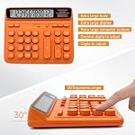 VEWINGL Desktop Calculator with Extra Large LCD Display, 12-Digit Dual Power Solar & Battery Calculator, Big Button Office Calculator for Accounting, Home, School & Business Use (Luxury Orange)