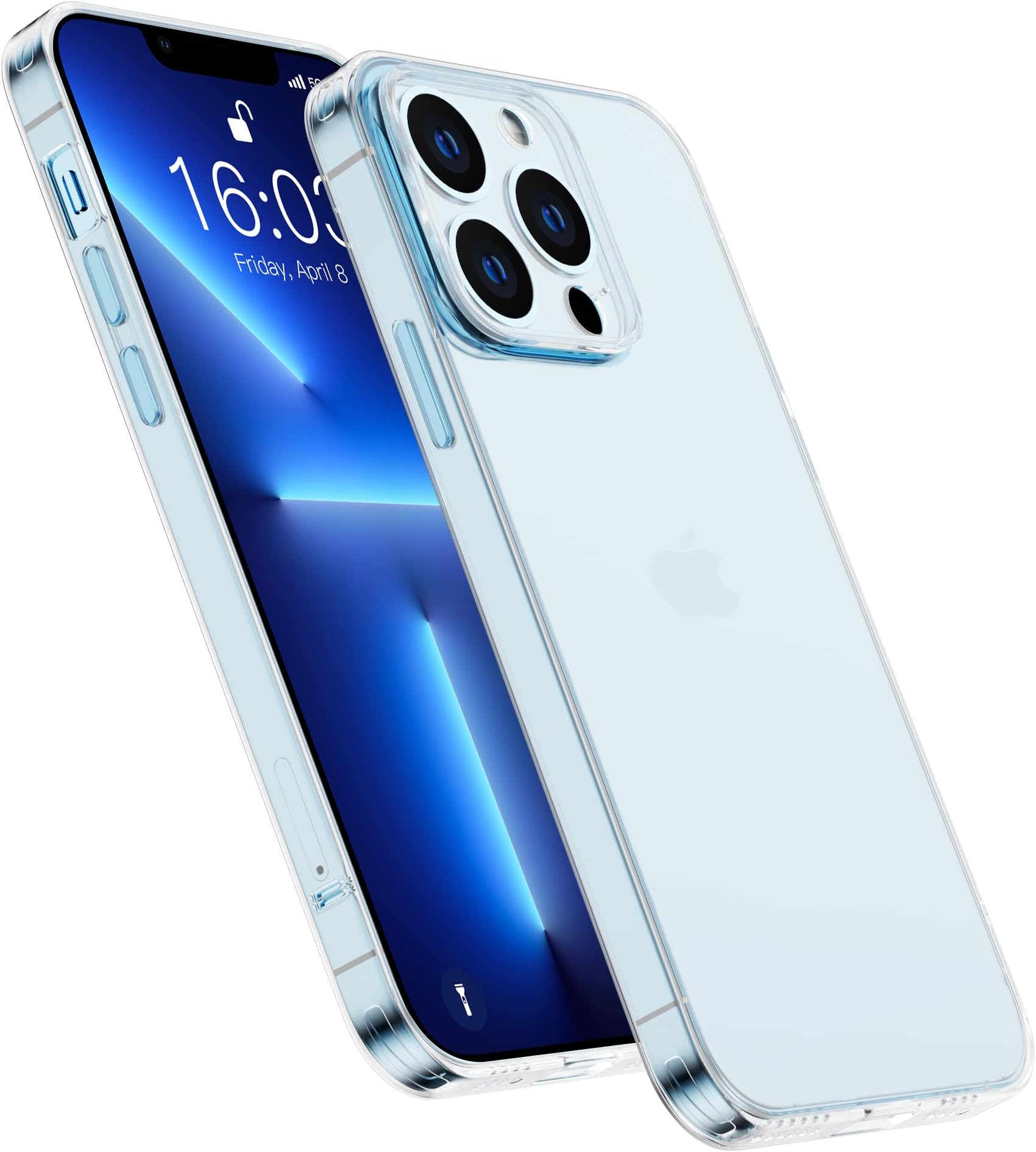 baozaiCompatible with iPhone 13 Pro Max Clear Case, Crystal Transparent Tempered Glass Protective Phone Case with TPU Bumper (Clear)