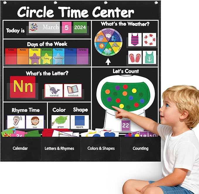 Amazon.com: Circle Time Learning Center Pocket Chart, Calendar for ...