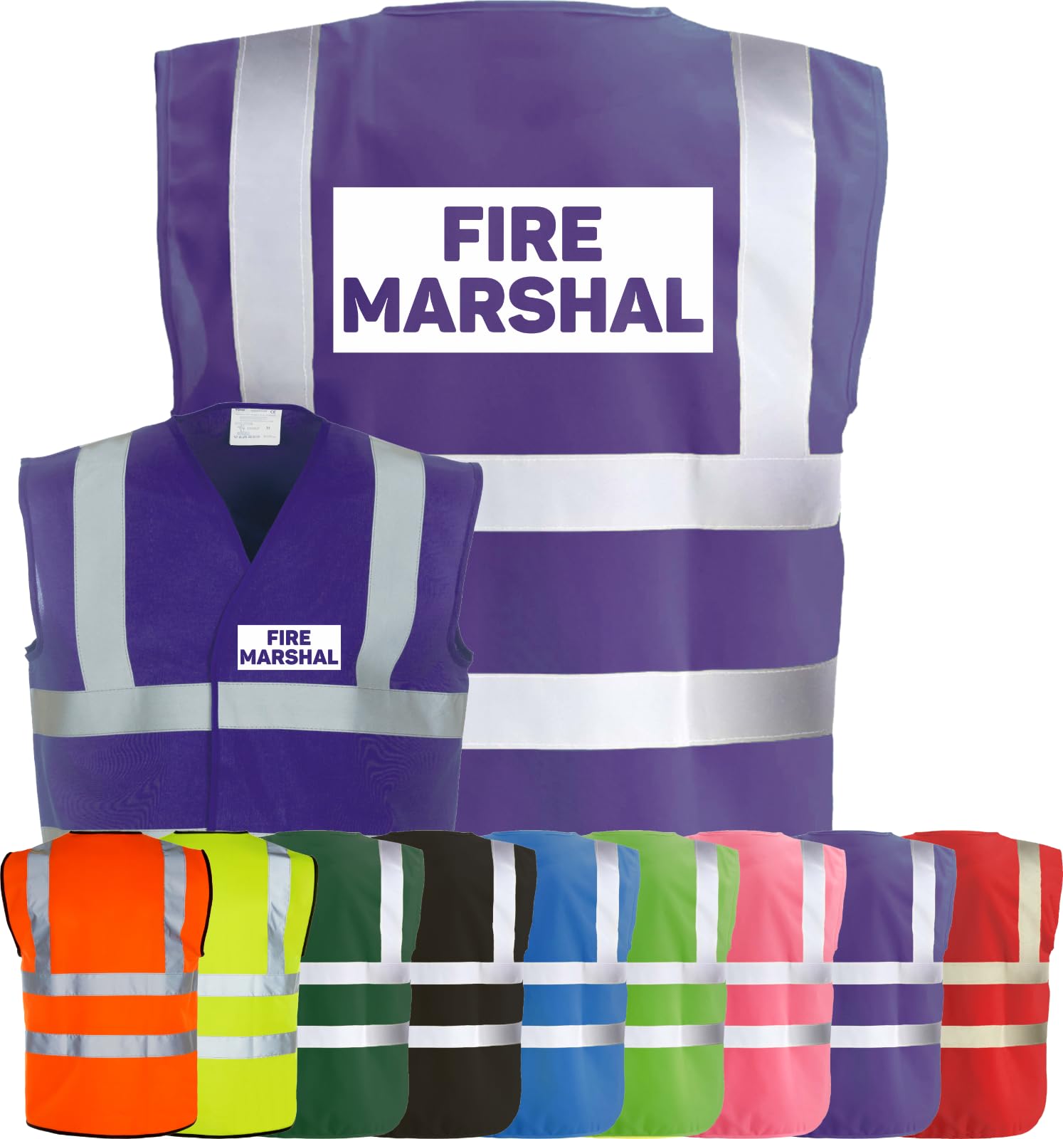 Corporate Togs FIRE MARSHAL Hi-Vis Safety Vest - High-Visibility Waistcoat Tabard, British Standard CE Marked, Fastening Vest | Protective Safety Wear