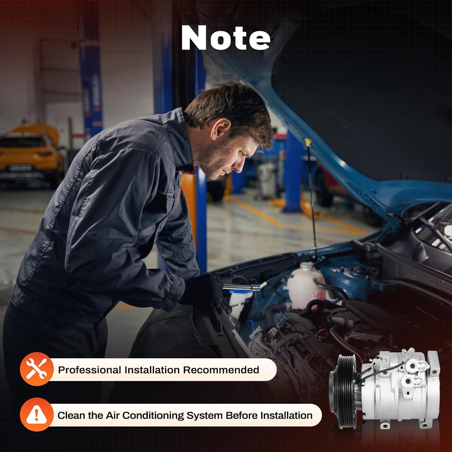 A/C Compressor with Clutch for Toyota Corolla 1.8L 2003-2008, for Toyota Matrix 1.8L 2003-2008, CO 27000C Auto Parts Replacement Air Conditioner Compressor| US Stock