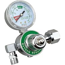 M1-540-P M1 Series Preset Pressure Oxygen Regulator for Oxygen Concentrator, Oxygen Tank Regulator Gauge with CGA540 Nut/Nipple Inlet, 3000 PSI, O2 Oxy Regulator Chrome Brass Body