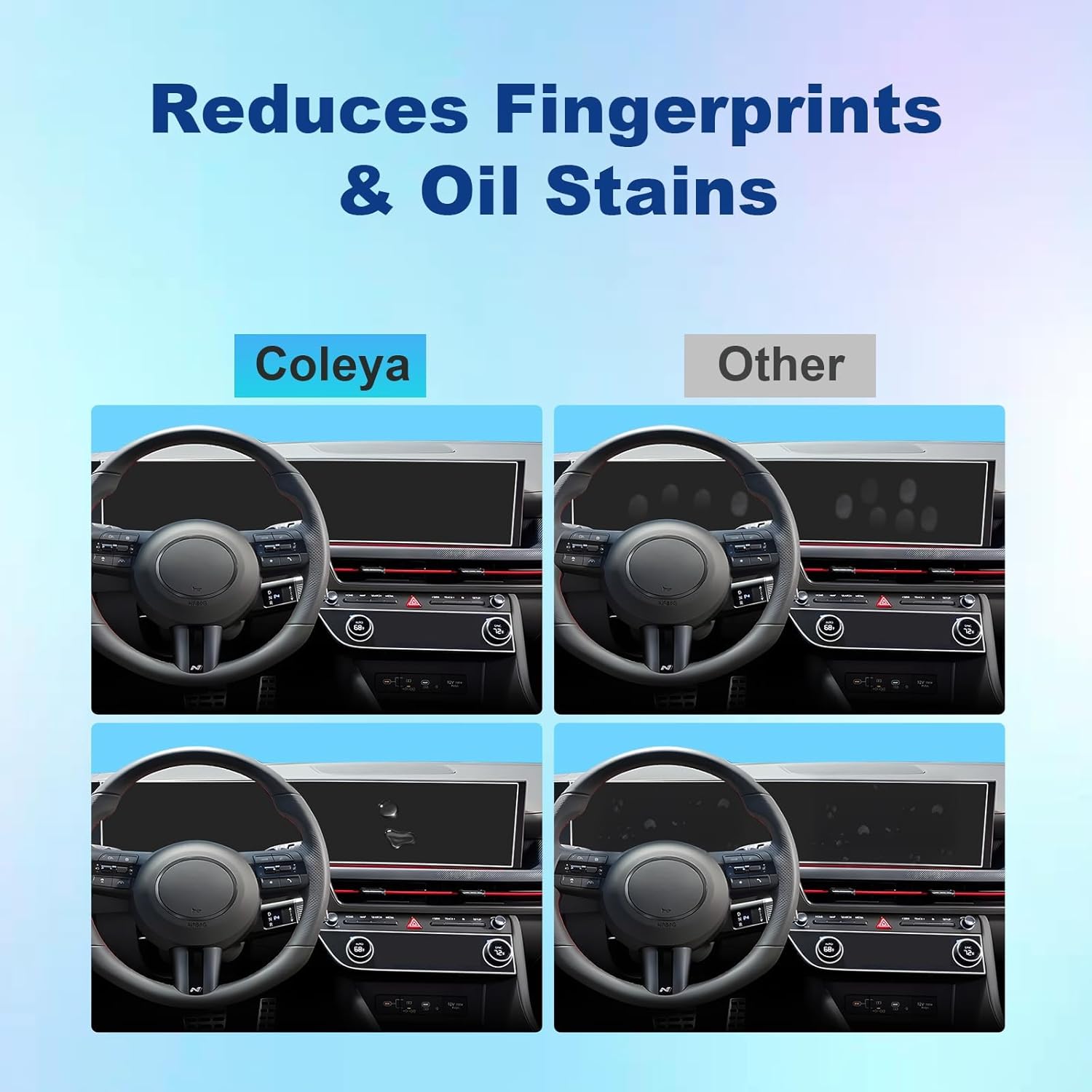 (4pcs) 2024 2025 2026 Sonata Screen Protector for Hyundai Sonata (Dual 12.3In+AC Display) (S/SEL/SEL Sport/N Line/Blue/Limited), 2026 2025 Sonata Hybrid Accessories Ultra HD Protective Film