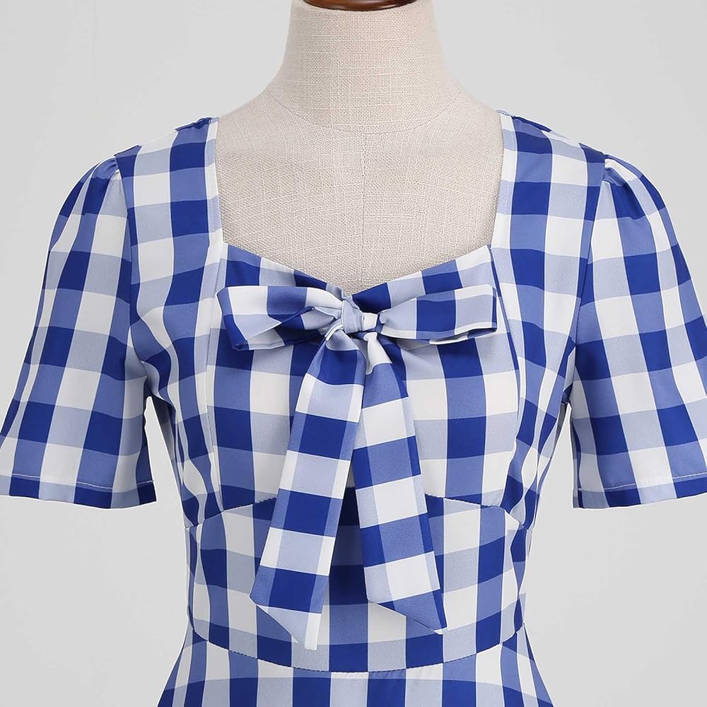 MINTLIMIT Women's 50s Retro Vintage Rockabilly Sweetheart Neckline Cocktail Party Swing Dress with Pockets, 3/4 sleeve_i, S