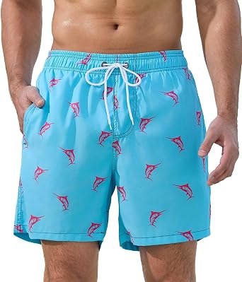 SILKWORLD Mens Swimming Trunks 5 Inch Inseam Swim Shorts Summer Bathing Suit Swimwear Beachwear with Pockets