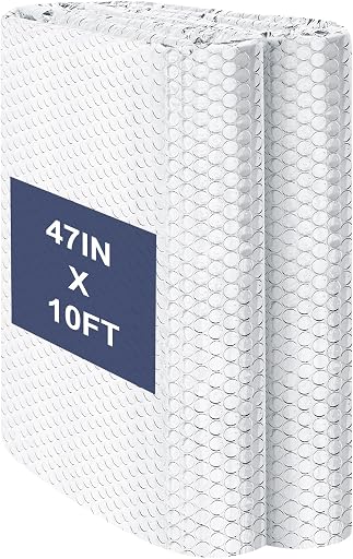 DGSL Double Reflective Bubble Foil Insulation Foam, 47IN X 10FT Window Insulation for Summer Heat Reflective Window Film for Window, Garage Door, RV, Roof
