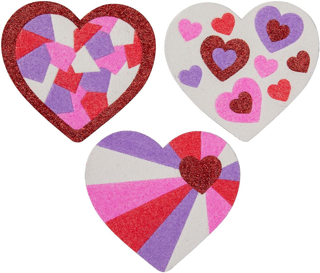 Fun Express Valentine Hearts Sand Art Craft Kit - Makes 12