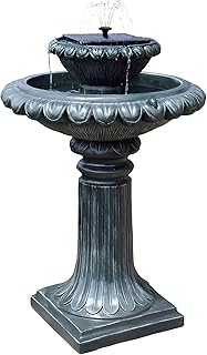 Primrose 79cm Solar Stone Effect Victoriana Bird Bath and Water Fountain...