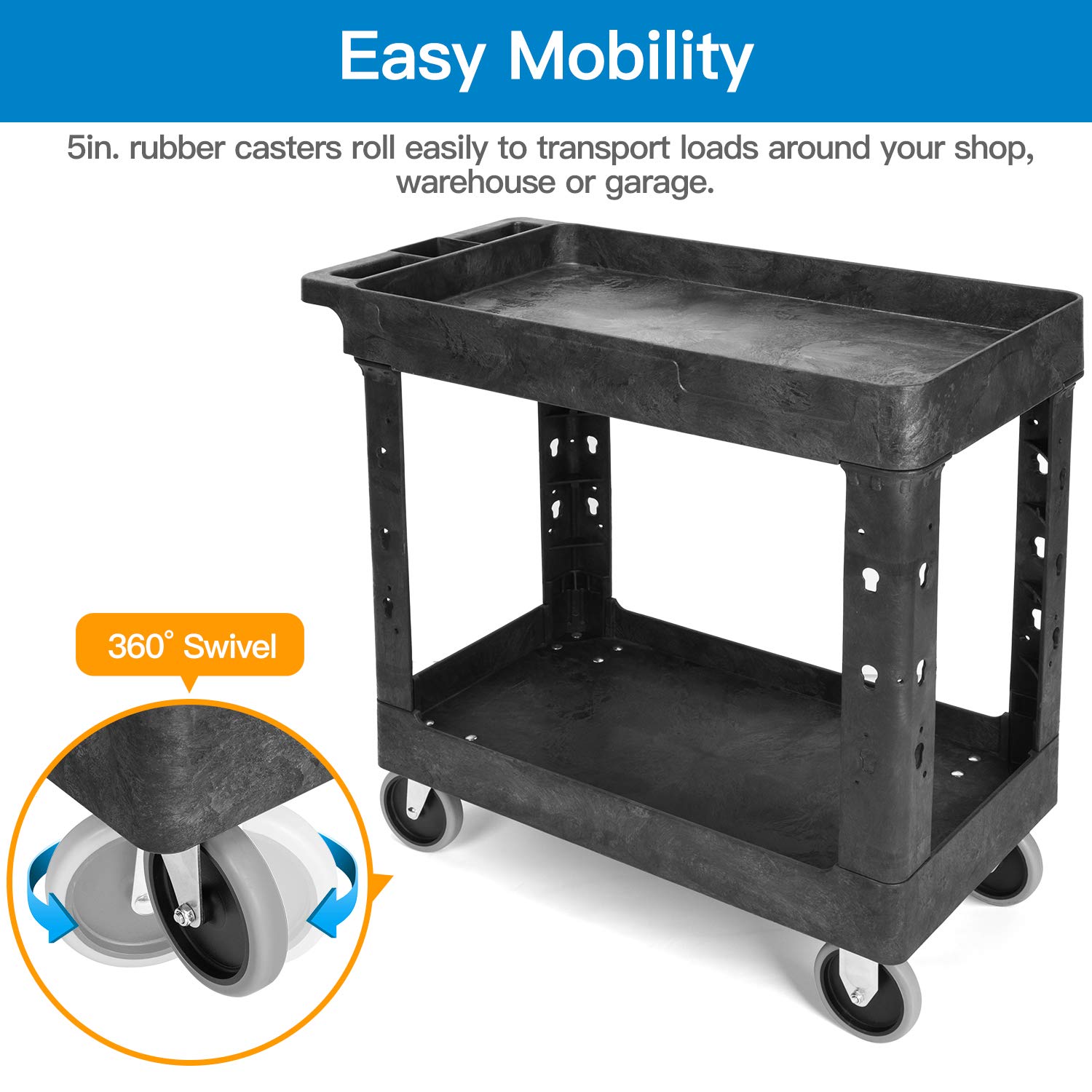 Pipishell Work Cart Tub Storage 34 x 17 Inch Heavy Duty Utility Cart