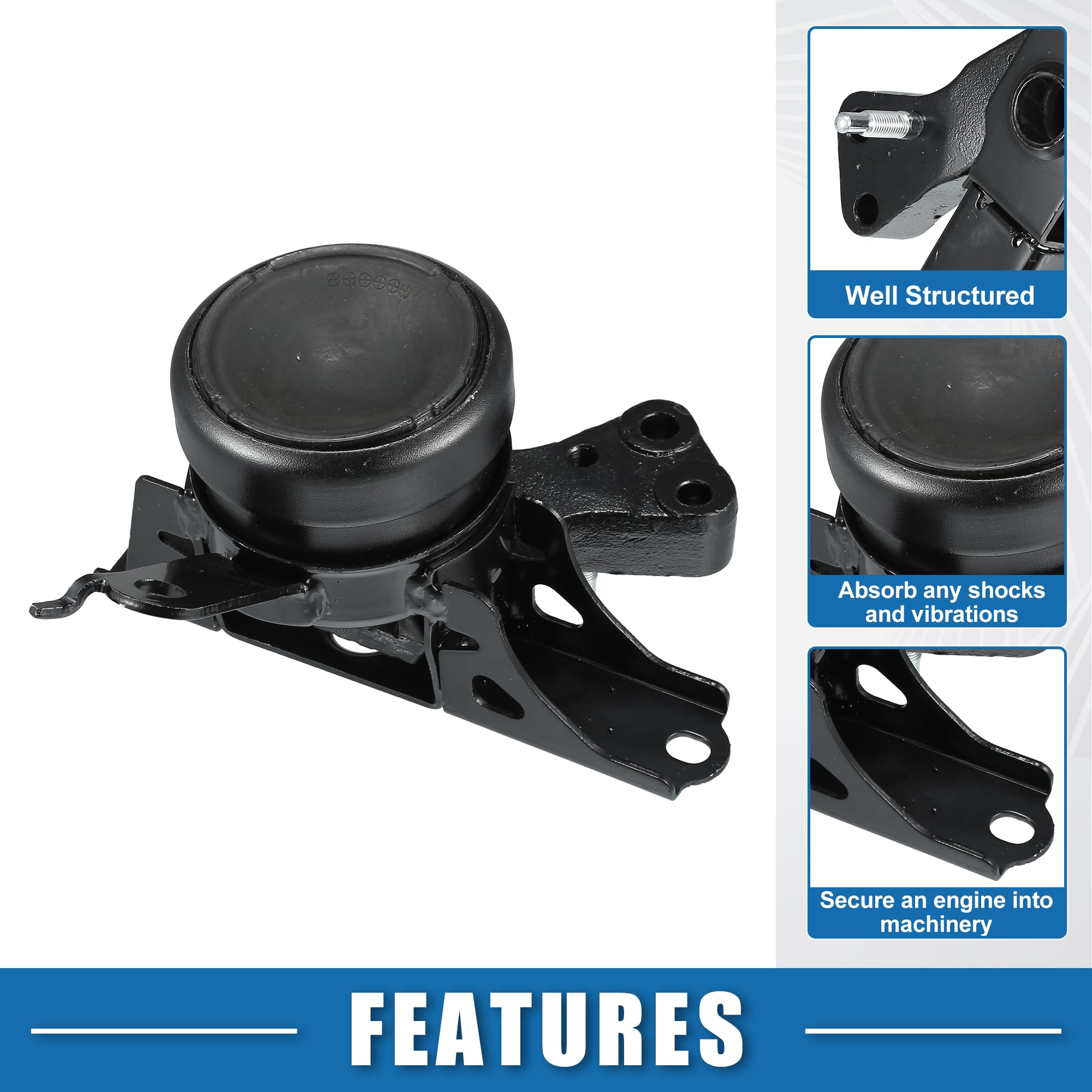 A ABSOPRO Supporto motore No.123050M060 anteriore destro al supporto del cambio per Toyota Vios 2008-2013 per Toyota Yaris 2008-2013 in ferro