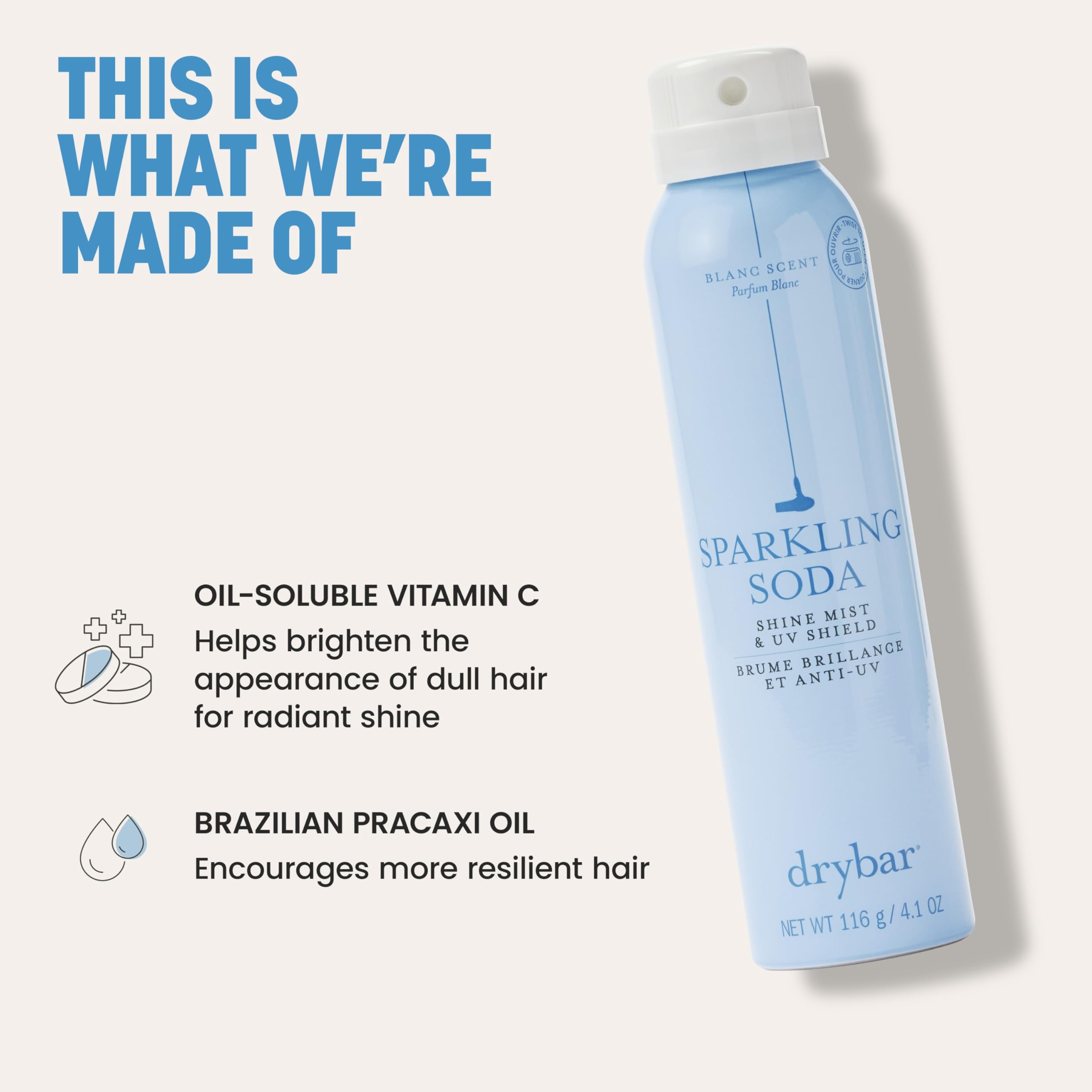 Drybar Sparkling Soda Finishing Spray Collection, Ultra-Fine Mist, Adds Shine to Finished Look