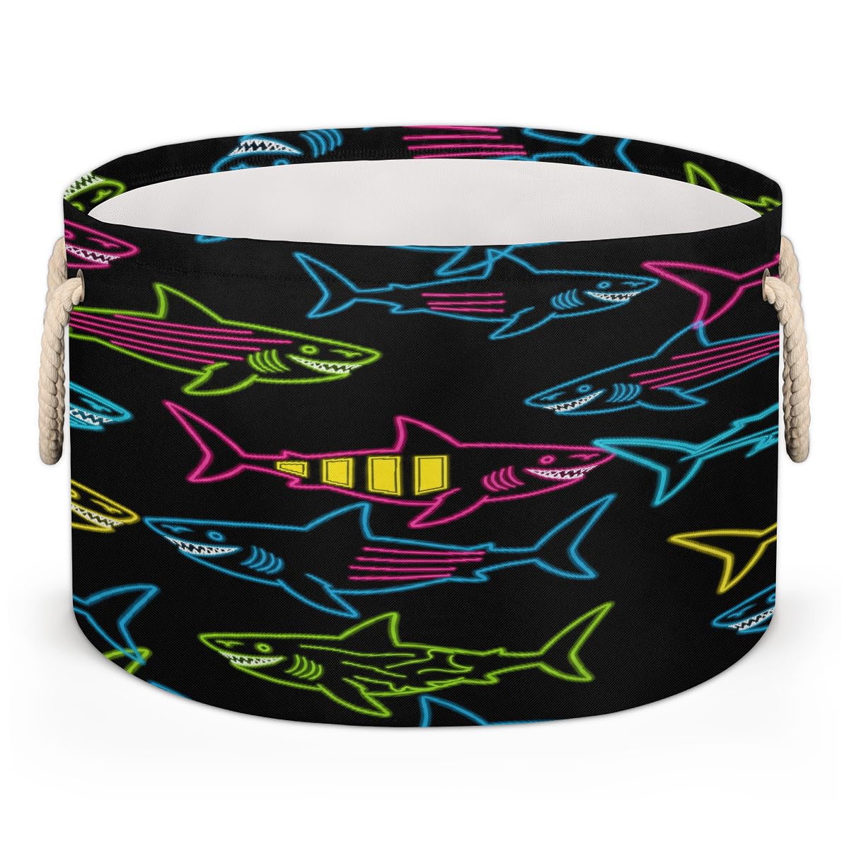 Grand panier de rangement jouets enfants requin fluo coffre pliable 50 x 34 cm