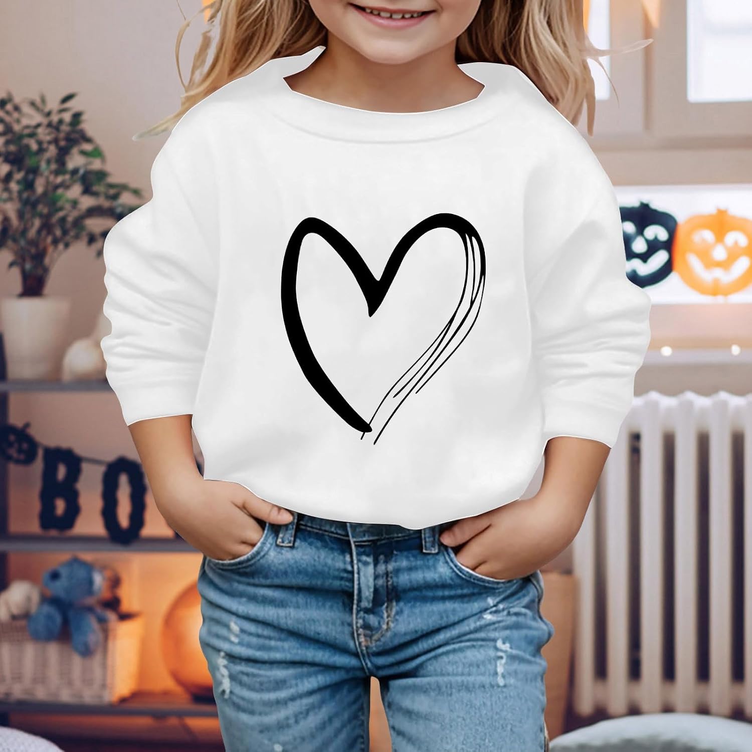 Toddler Girl Sweatshirt Long Sleeve Crewneck Printed Pullover Tops Unisex Kids Cute Back To School Outerwear For Casual Wear