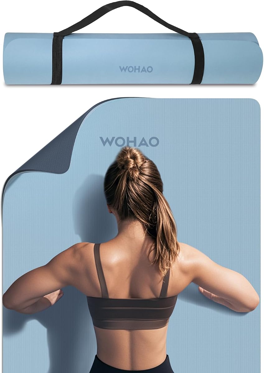 Esterilla de yoga de 0.315 in de grosor antideslizante para mujeres y hombres | Tapete de 72"x28" para gimnasio, pilates, estudio. POE, reversible, antideslizante, resistente a roturas, inodoro, fácil de limpiar, correa.