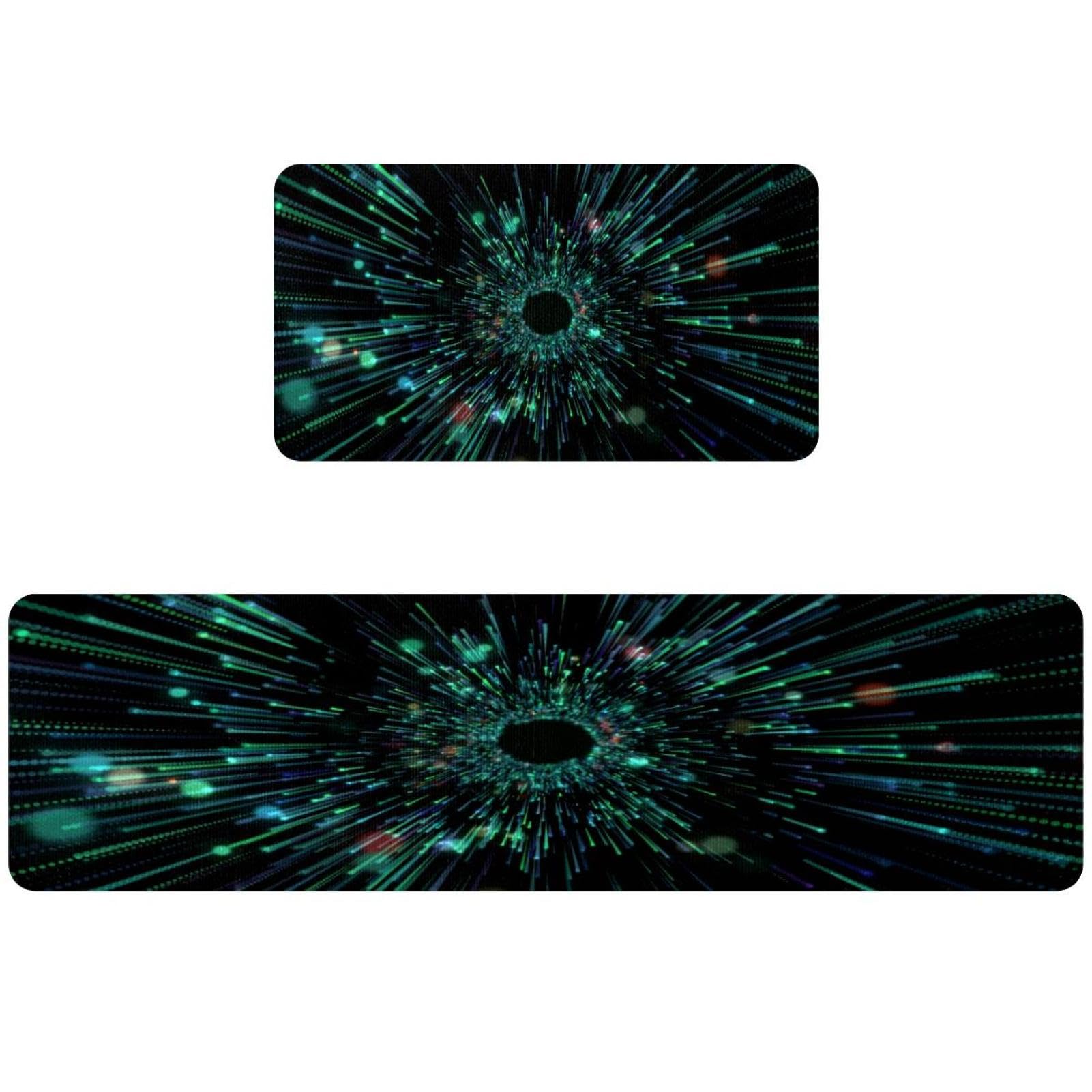 2 alfombras de cocina VAPOKF con líneas brillantes lavables y antideslizantes para pasillo