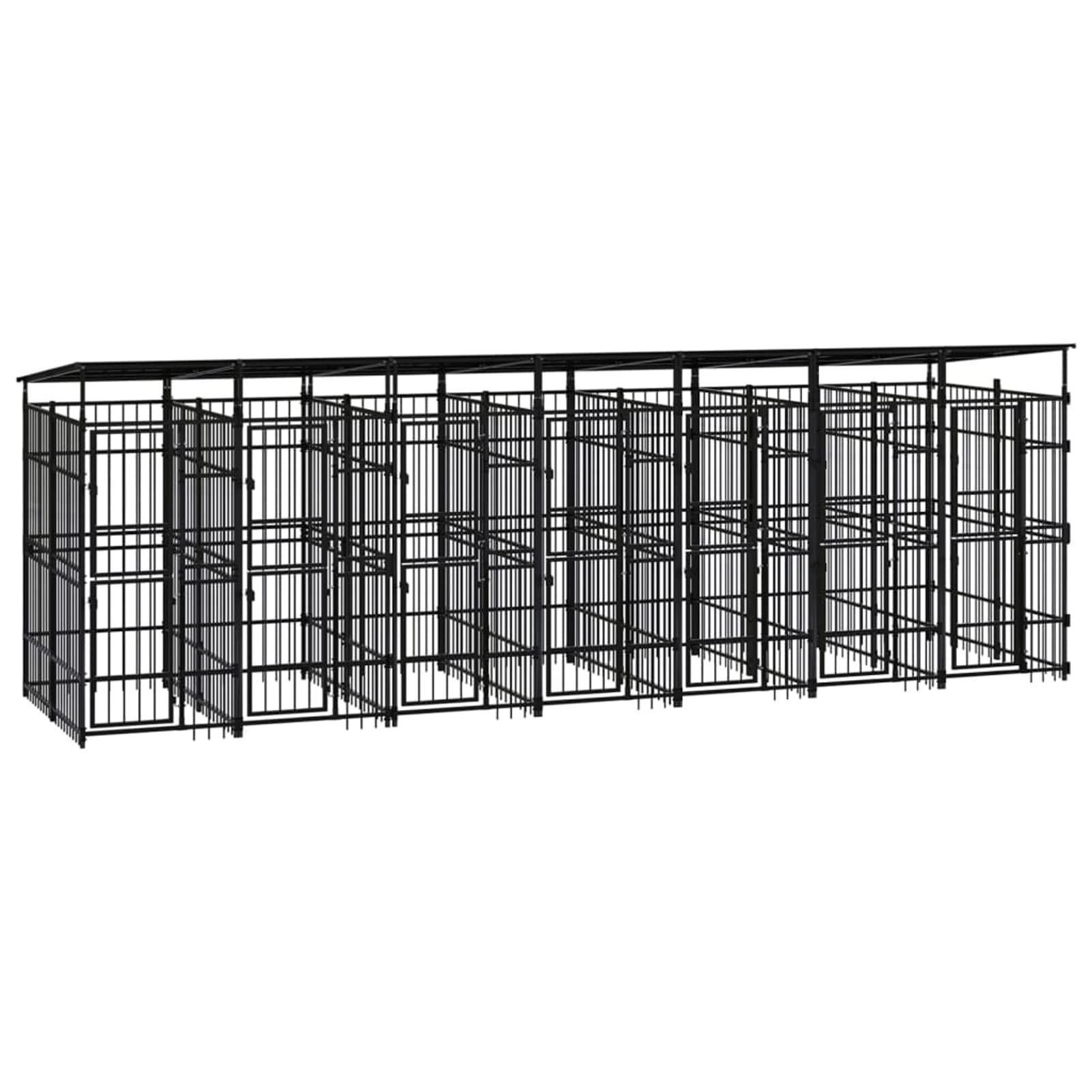 Perrera de Exterior con Techo de Acero 12,9 m², Somanki Parque para Perros, Valla Perros, Corralito para Perros, Parque para Perros Cachorros, Corral Perro, Vallado para Perros - 3097952
