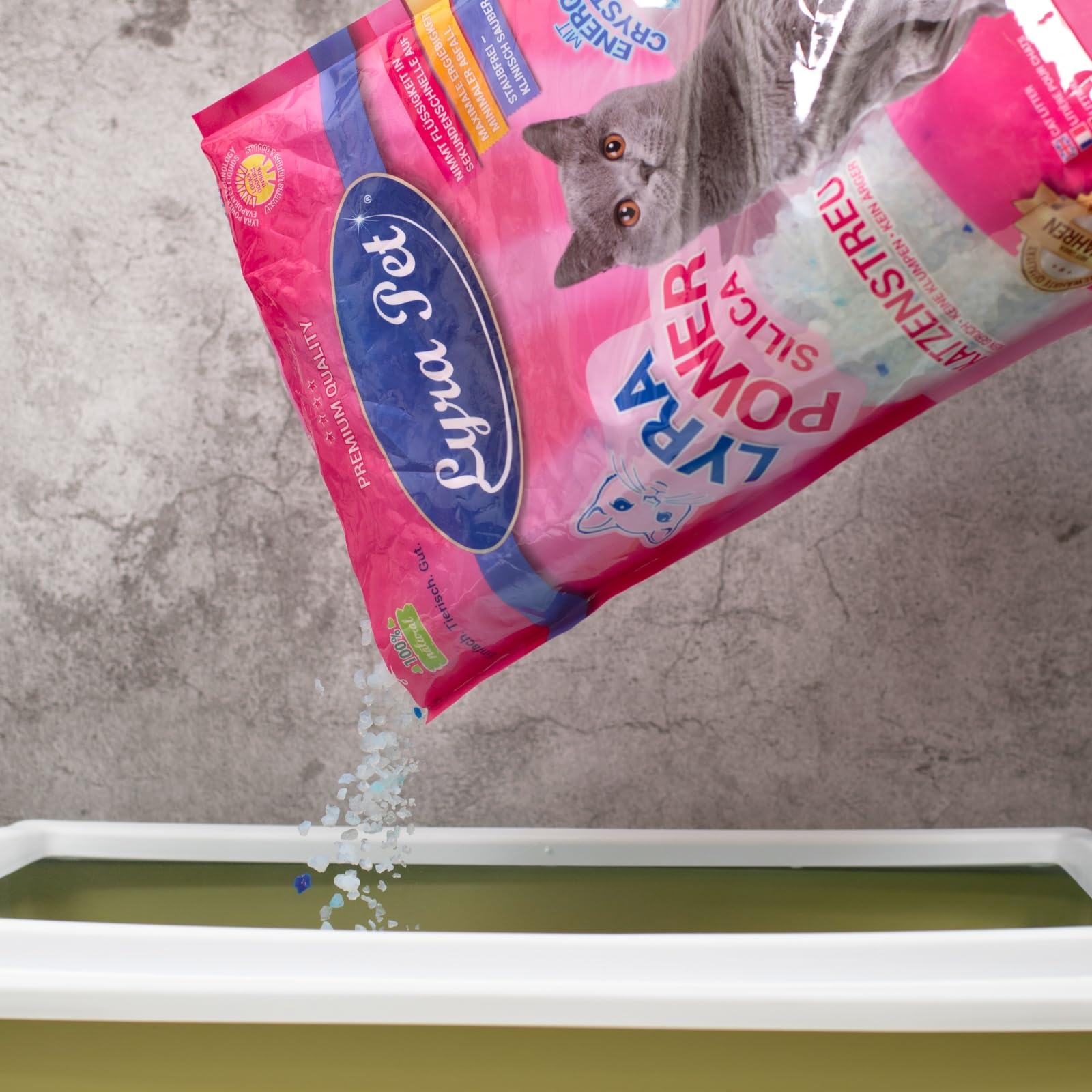 Lyra Pet® | 12 x 5 L Litière pour Chat Lyra Power Silica en Silicate | 100% Gel de Silice | Pas de Formation d'Agglomérats | Neutralise Les Odeurs | sans Poussière ni Parfum | Hygiénique et Absorbant