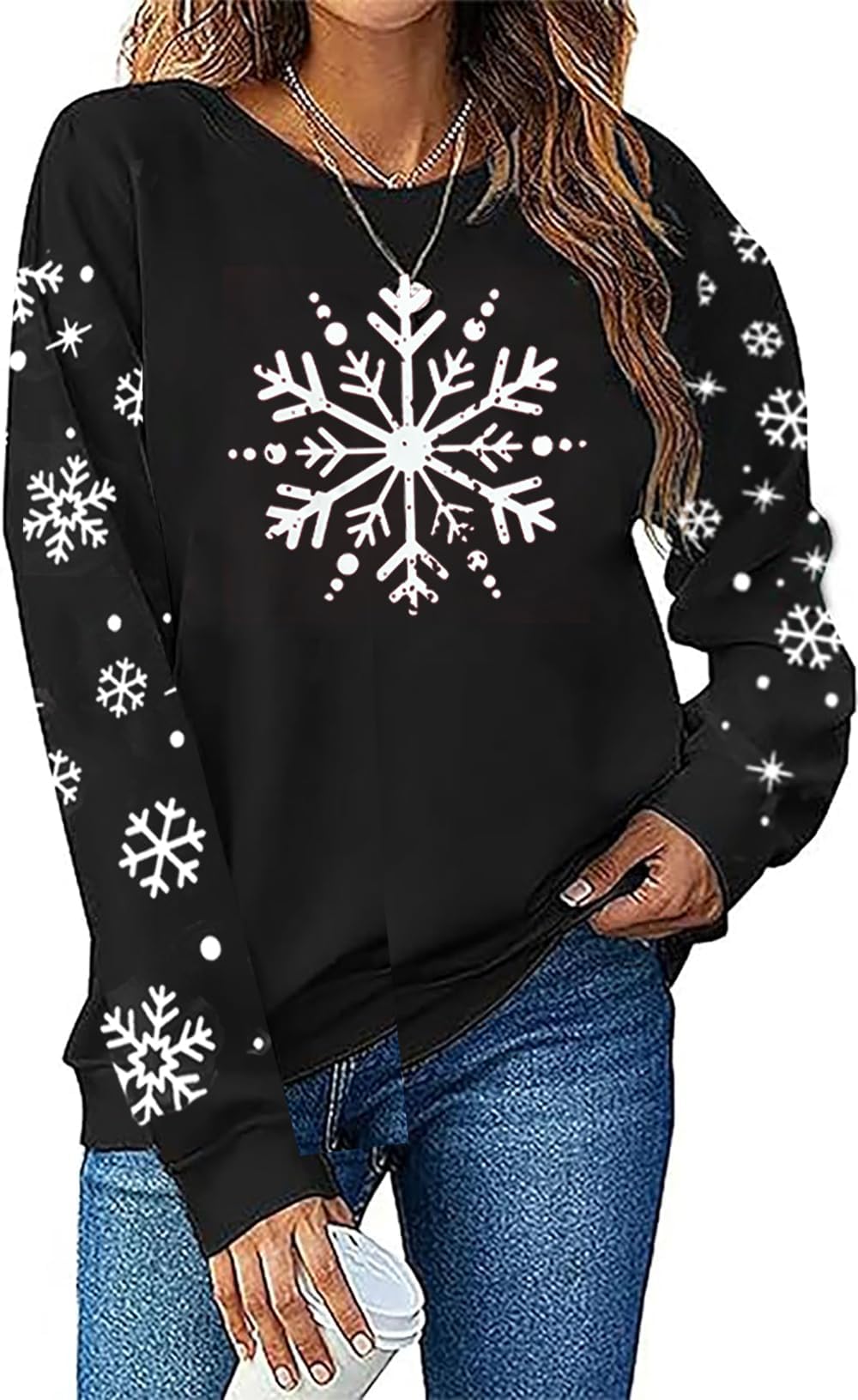 mhtor Women Christmas Palm Tree Sweatshirt Funny Hawaiian Beach Tropical Xmas Long Sleeve Pullover Cute Snowflake Shirt Top-picture-56