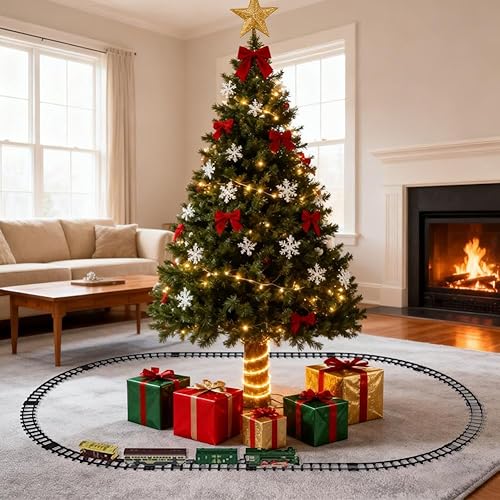 Miniatura 7 de Juego de tren de Navidad  Juego de tren de control remoto con luz y sonido de vapor, juguete recargable de lluvia bajo el árbol de Navidad con