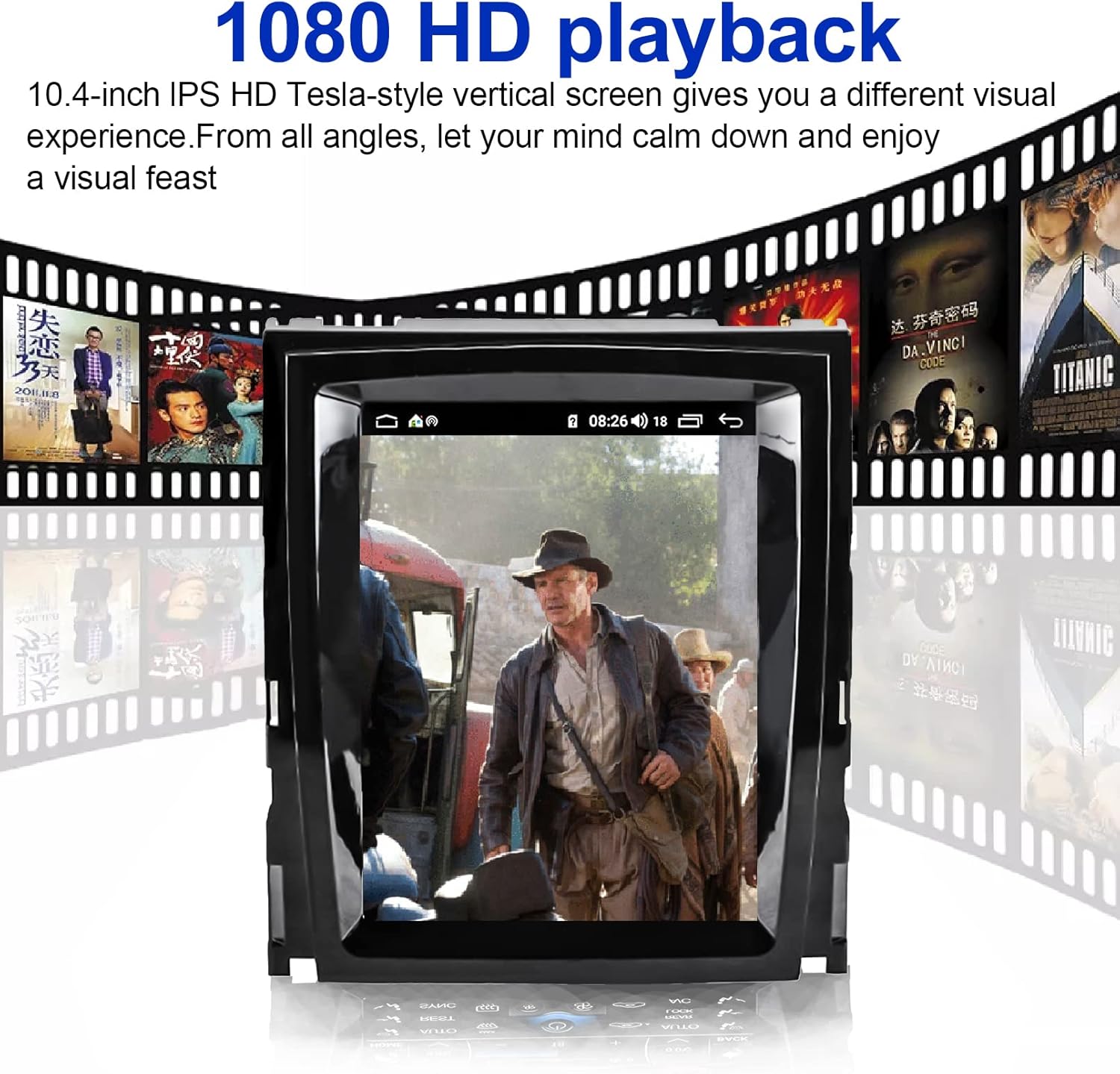 1080 HD Video Playback on 10.4-inch IPS HD Tesla-style vertical screen