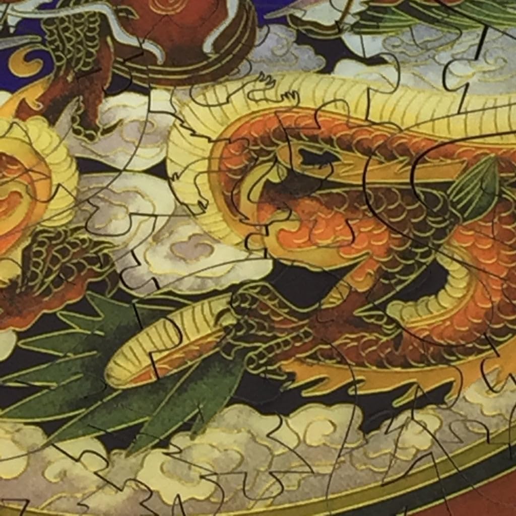 Wooden Dragon Jigsaw Puzzle for Adults - Peking Dragon - 150 Unique Pieces - Made in USA by Nautilus Puzzles